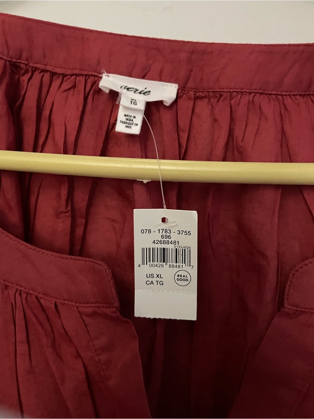 aerie Red Button-Front Peasant Blouse - Picture 4 of 4